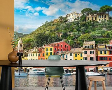View of Portofino, the village and the marina. Liguria, Italy by Stefano Orazzini