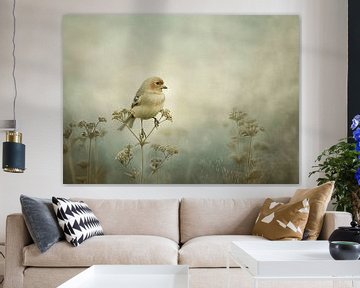 Pastel Serenade - Een Schilderachtige Ontmoeting met een Vogel in de Natuur van Karina Brouwer