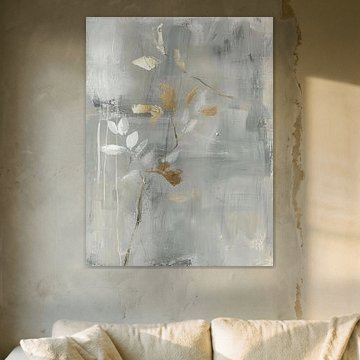 Abstrakte Botanik mit einem Hauch von Gold im japanischen Stil von Japandi Art Studio