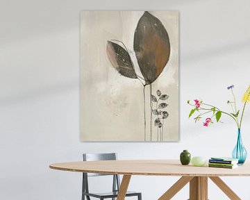 Botanisch abstract in aardetinten, Japandi stijl van Japandi Art Studio