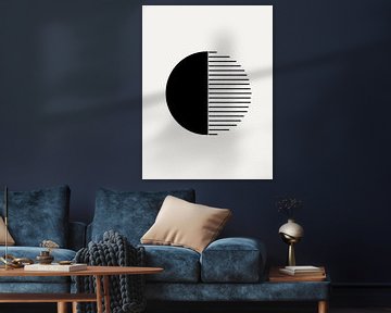 Minimalistisch geometrisch kunstwerk met lijnen en cirkel in zwart van Imaginative