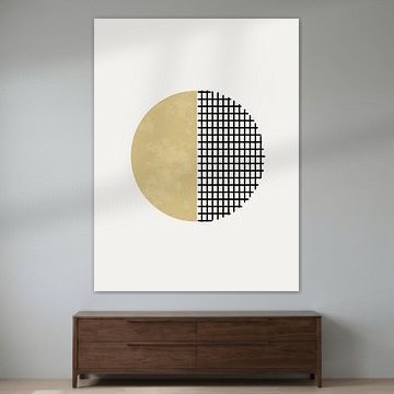 Minimalist geometric artwork in ochre yellow