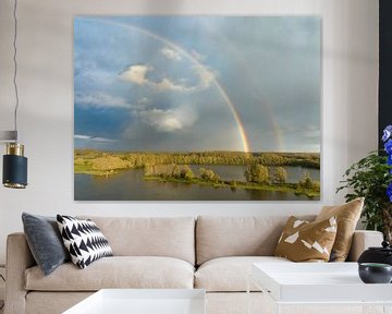 Regenboog tijdens een herfstbui boven de IJssel van Sjoerd van der Wal Fotografie