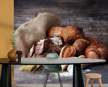 Different types of bread and rolls on a bakery poster by Beats