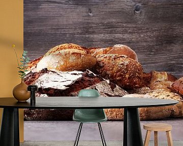 Different types of bread and rolls on a bakery poster by Beats