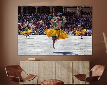 Dancing monks during the dragon festival in Thimphu Bhutan. Wout Kok One2expose by Wout Kok