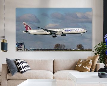 Qatar Airways Boeing 777-300 in ONEWORLD livery. van Jaap van den Berg