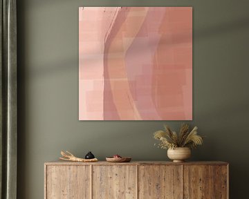 Moderne abstracte kunst in roze terra en beige van Dina Dankers