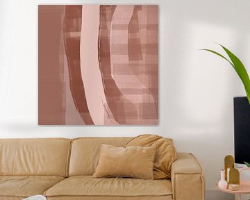Moderne abstracte kunst in roze terra en bruin. van Dina Dankers