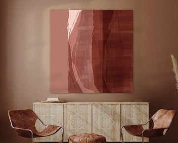 Moderne abstracte kunst in roze terra en warm bruin. van Dina Dankers