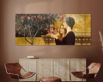 Twee meisjes met een oleanderstruik, Gustav Klimt
