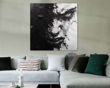 Boze man abstract zwart-wit van TheXclusive Art