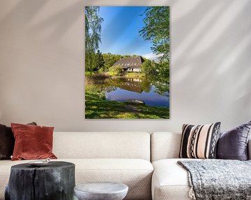 Vijver en huis met bomen in Althof van Rico Ködder