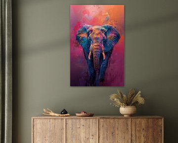 Kleurenexplosie van de Wildernis - olifant - roze van Eva Lee