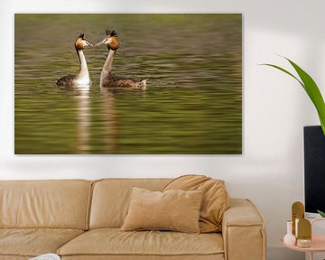 Two courting grebes by Rietje Bulthuis