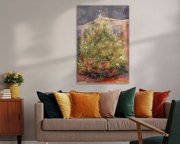 Abstracte fotografie | Abstract expressionisme | Modern abstract | Kerstboom met kerstster en bokeh van vele lichtjes van Art by Janine