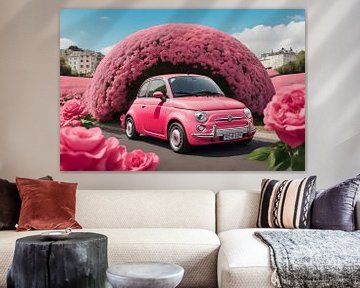 Bella Macchina - Fiat 500 surreal in roze van DeVerviers