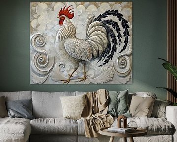 Majestic Rooster in Motion van Blikvanger Schilderijen
