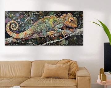 Kameleon Kunstwerk | Cosmic Camouflage van Blikvanger Schilderijen