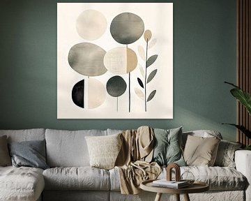Abstracte Aardetinten | Rustige Cirkels van Abstract Schilderij