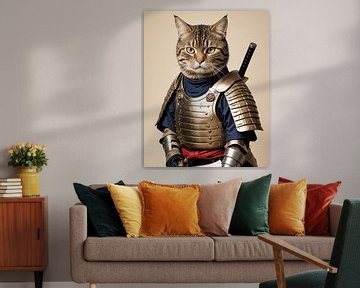 Feline Samurai, Warrior Cat in traditioneel harnas van Fukuro Creative