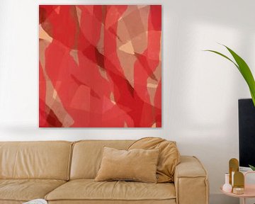 Moderne abstracte kunst. Penseelstreken in rood en bruin van Dina Dankers