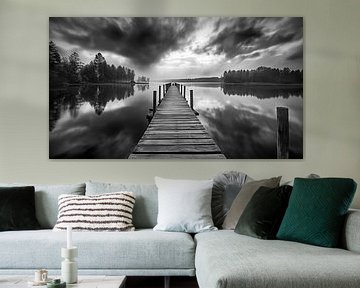 Steiger aan een meer, zwart-wit fotografie van Animaflora PicsStock