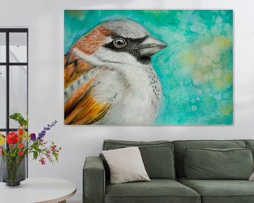 Mus vogel close up bruin en grijs