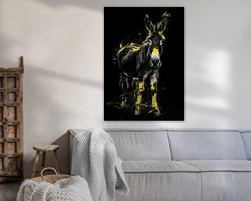 Schilderij Ezel Geel van Kunst Kriebels