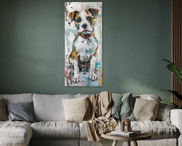 Schilderij Kleurrijke Hond van Kunst Kriebels