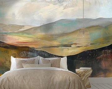 Abstrakte Hügellandschaft | Earth Vibe Leinwand von Kunst Laune