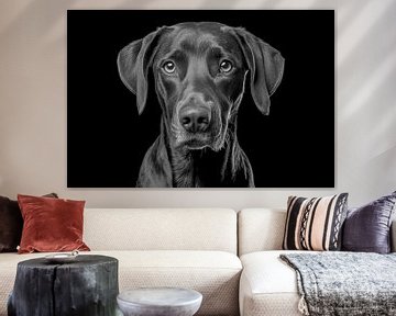 Portret van een hond, zwart-witte achtergrond, kunstontwerp van Animaflora PicsStock