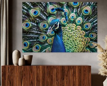 Blauwe pauw van Poster Art Shop