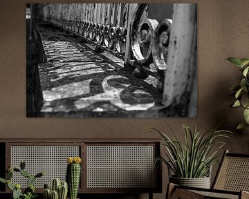 Clôture française vieillie sur Blond Beeld