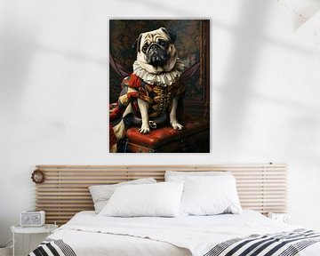 Mops-Hund in Harlekin-Kleidung von haroulita