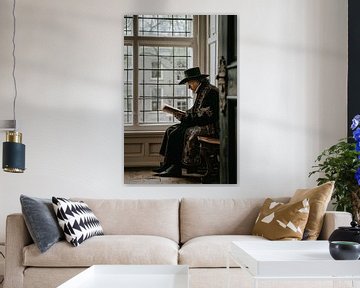 Portret man in de stijl van Vermeer van Karina Brouwer