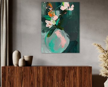Kleurrijk abstract stilleven met bloemen van Studio Allee