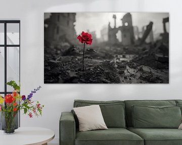Eenzame roos in oorlogstijd panorama van TheXclusive Art