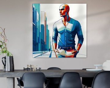 man met blauw shirt van Digital Art Nederland