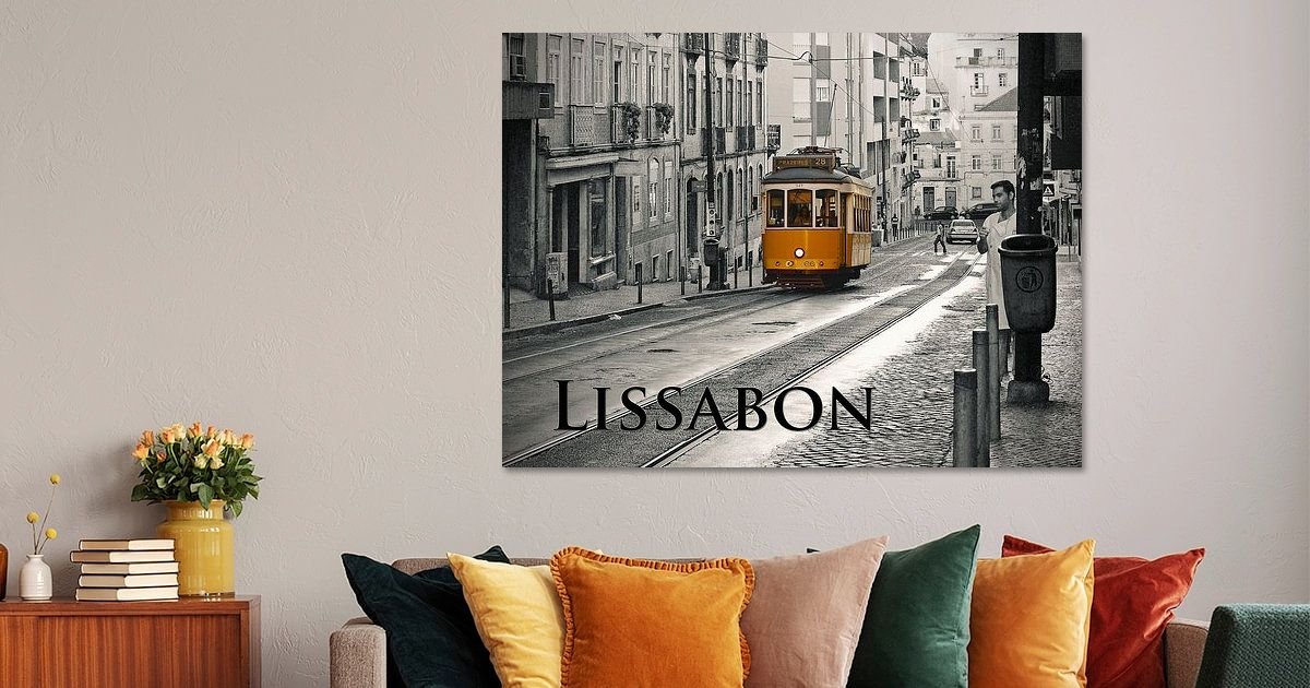 Luxe acryglas schilderijen bestellen van een tram in Lissabon