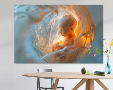Baby in baarmoeder digitaal beeld van Egon Zitter