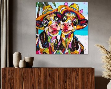 Vrolijke koeien van Happy Paintings