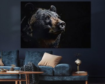 Bärenporträt in kontrastreichem Schwarz und Weiß