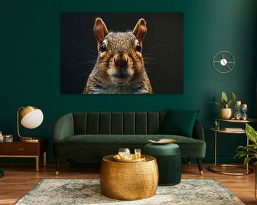 Intiem portret van een eekhoorn in detail van De Muurdecoratie