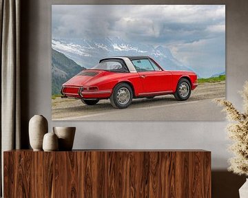 Porsche 912 Targa klassieke sportwagen in de Alpen