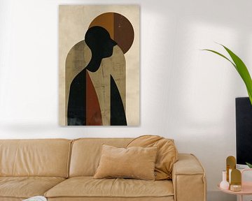 Abstract silhouette with geometric shapes and neutral colours