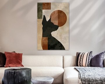 Abstracte hond in geometrische stijl met neutrale kleuren van Art & Soul Creations