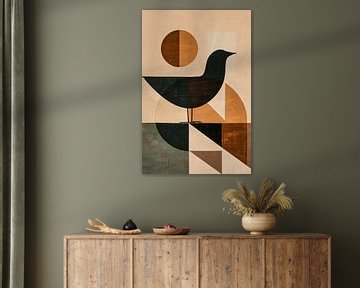 Abstracte vogel met geometrische vormen van De Muurdecoratie