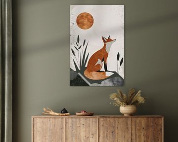 Minimalist Fox in Calming Earth tones