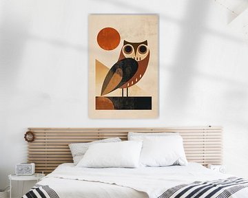 Gestileerde uil in art deco stijl met zon van Art & Soul Creations